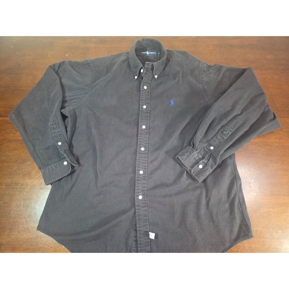 Ralph Lauren Polo Mens XL Black Long Sleeve Button Shirt